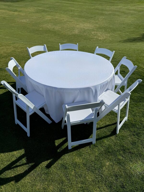 White Polyester Tablecloth 120" - Image 2